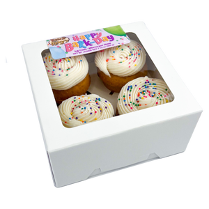 Prepackaged Sprinkled 3D Vanilla Medium Cupcake (4pk) | Birthday